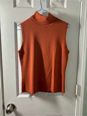 Scott Taylor Sleeveless Mock Neck Tank Top in Rust Orange